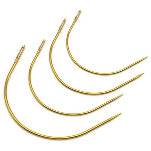 Meilleur ensemble de 4 aiguilles professionnelles plaquées or en forme de C pour tissage de cheveux et fabrication de perruques - Product Image 1