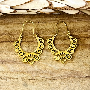 Nuevos Pendientes de Aro Boho de Filigrana de Moda, Pendientes de Aro Tribales de Latón para Mujer, Pendientes de Aro con Espiral Chapados en Oro de 18k, Venta al por Mayor OEM ODM - Product Image 1