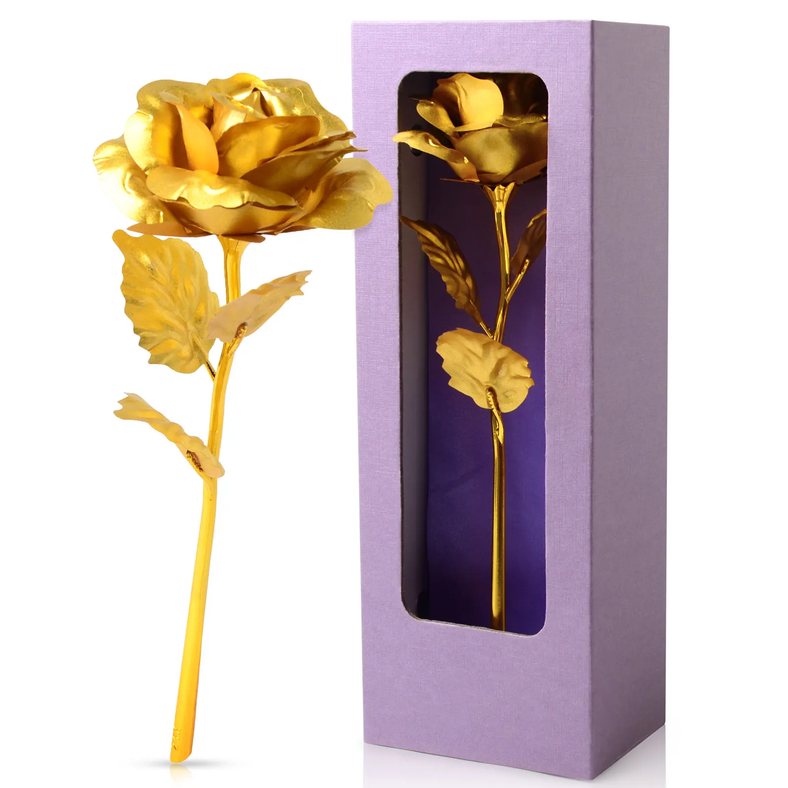 Birthday Valentine's Day New Year Wedding Anniversary 24K Gold Rose Flower Simulation Flower Creative Gift