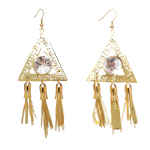 Triangle Gold Polish Statement Fashion Earrings - Product Image 2