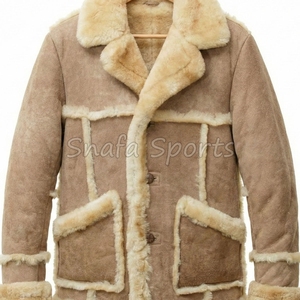 Vestes en cuir et fourrure pour hommes, style motard, en shearling de haute qualité, mode hiver, sur mesure OEM. - Product Image 3