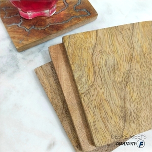 Rustic Handmade Wooden <b>Coasters</b> with Lichtenberg Fractal Burn Square Wood <b>Drink</b> <b>Coaster</b> Set for Coffee Tea Cups, Stylish Home - Product Image 5