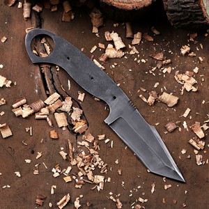 Lame vierge Tanto en acier au carbone Nordic Forge Full Tang avec anneau de maintien, couteau fixe personnalisé de 8 pouces pour la chasse, le camping et le dépecage - Product Image 2