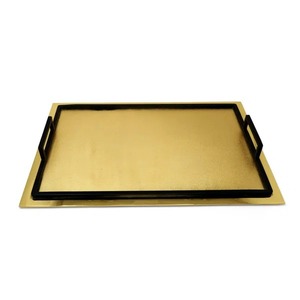 Gold Plated Rectangle Storage Tray Modern Design Polished Finish <b>Table</b> Use Single Tier Easy To Clean - Product Image 3