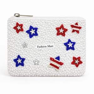 Bolsa de Cosméticos Patriótica con Cuentas Hechas a Mano, Diseño de Bandera de Estados Unidos con Estrellas, Monedero, Bolsa de Regalo para el Día de la Independencia - Product Image 3