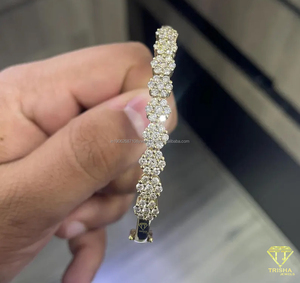 กำไลเพชรลายดอกไม้925เงินสเตอร์ลิงพร้อม VVS หินปลูกวิบวับของขวัญเครื่องประดับปาร์ตี้สำหรับผู้หญิง - Product Image 5