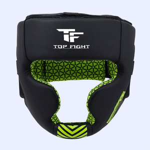 อุปกรณ์ป้องกันศีรษะสำหรับชกมวยแบบเปิดหน้า ยี่ห้อ Top Fight สีแดง ทำจากวัสดุ PU ป้องกันคางเต็มรูปแบบ พร้อมสายรัดแบบ Hook and Loop สำหรับผู้ใหญ่ เหมาะสำหรับศิลปะการต่อสู้ - Product Image 2