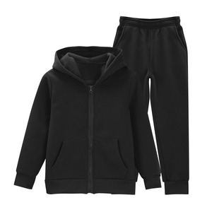 Conjuntos deportivos para niños, ropa deportiva gruesa de invierno, con capucha y cremallera, conjunto de dos piezas. - Product Image 1