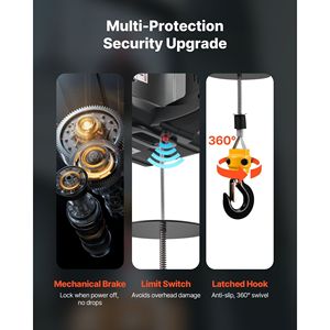 Argano Elettrico Portatile 2-in-1 da 1500W con Capacità di 1100 Libbre, Altezza di Sollevamento 25 Piedi, Velocità Manuale 16,4 Piedi/min - Product Image 3