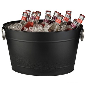 OEM 11 Liter Black Galvanised Stainless Steel Beverage Tub Large Capacity Ice Bucket Beverage Cooler Outdoor Party <b>Bar</b> <b>Drink</b> Tub - Product Image 2