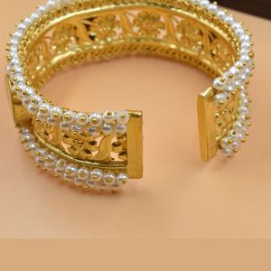 latest trending <b>indian</b> fashionable handmade designer goldplated brass Traditional look openable <b>bangle</b> for girls and wome - Product Image 4