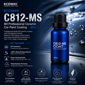 ECOWAY C812-MS Polysilazane 8H Ceramic Coating 30ml with High Gloss and Hydrophobic Formula for Automotive <b>Paint</b> Protection - Product Image 2