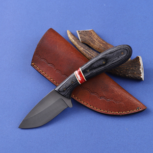 Cuchillo de caza nórdico de hoja fija de acero 12c27 con mango de madera Pakkawood de grado industrial, cuchillo de desollado con espiga descendente, OEM personalizado - Product Image 1