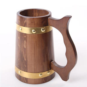 Taza de Cerveza de Madera de Primera Calidad con Asa, Nuevo Diseño, Excelente Diseño, Taza de Café con Interior de Acero, Logotipo Personalizado - Product Image 1