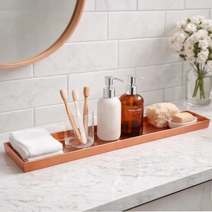 Bandeja rectangular de cobre para almacenamiento, acabado pulido, diseño minimalista para organización de la mesa - Product Image 4
