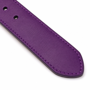 Ceinture en cuir véritable violet avec boucle rectangulaire argentée, style formel, couleur unie, en cuir de vachette - Product Image 5