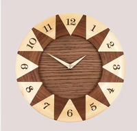 Horloge murale en bois d'acacia Tayyab artisanale de haute qualité avec aiguilles en quartz, design industriel, style antique, deux pièces, décoration intérieure, salon