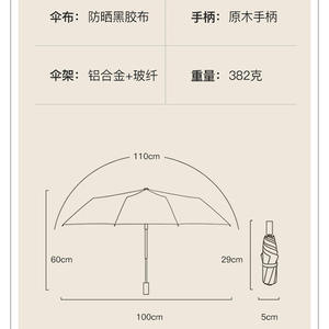 Sombrilla de Doble Toldo con Protección UV para Exteriores, Apertura Manual, Diseño Plegable en Tres Partes, Mango de Madera, Logotipo Personalizable - Product Image 3