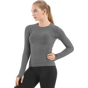 Mesh Long Sleeve Gym Running <b>Top</b> Breathable <b>Compression</b> T Shirt for <b>Women</b> - Product Image 1