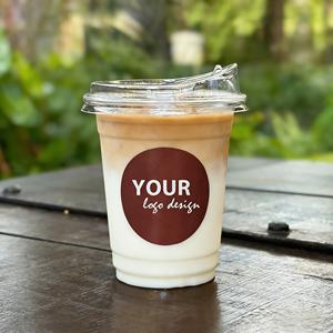 Vasos Desechables de Plástico PET de Pared Simple con Logotipo Personalizado, 98 mm de Diámetro, para Café y Té con Leche, con Tapas, 12oz/16oz, para Bebidas Frías para Llevar - Product Image 1