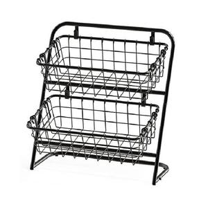 Panier à fruits en métal vintage moderne écologique de qualité supérieure avec un design de rangement multifonction à deux niveaux pour la maison et l'hôtel - Product Image 1