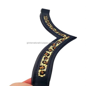 Bandas ecuestres de cuero de alta calidad para cejas de caballo, con cristales Hotfix y decoración de perlas, fabricante indio al por mayor - Product Image 5