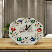 Reloj de Pared Feng Shui con Incrustaciones Hechas a Mano, Diseño Intrincado de Mármol Taj Mahal, Artesanía Única en Piedra, Temas Religiosos de Ángeles, Cruz del Amor