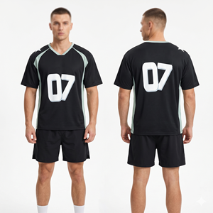 Maillot de football américain personnalisé par sublimation, 100 % polyester, maille épaisse, t-shirt d'entraînement, col en V oversize, haut de sport - Product Image 1