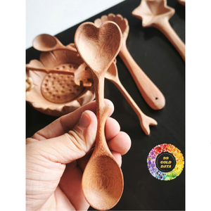 Cuchara de Madera Hecha a Mano con Forma de Abeja para Niños, Madera de Acacia Roja Natural, Alimentación de Bebés, Ecológica, Chapada en Oro, Mango Largo - Product Image 4