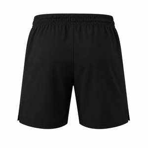 Shorts de sport pour homme en polyester tricoté, couleur unie, taille élastique, séchage rapide, noir - Product Image 2