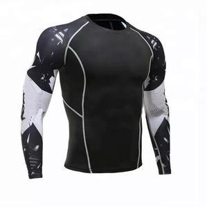 Rashguard à manches longues personnalisé en usine OEM, anti-UV, compression pour hommes, impression numérique, séchage rapide, Spandex/Polyester, BJJ MMA - Product Image 1