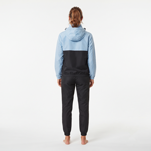 <b>Women's</b> Nylon Regular Fit <b>Quarter</b> <b>Zip</b> Solid Color Hooded Activewear Tracksuit Color Block Jogger Pants Matching Set - Product Image 2