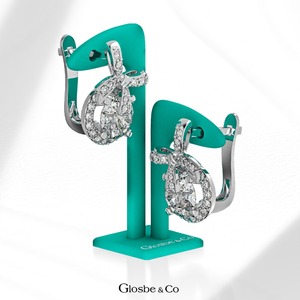 Nouvelles Boucles d'Oreilles Nœud Papillon en Moissanite Tendance 6mm Glosbe & Co Fournisseur de Bijoux OEM ODM Design Personnalisé Or Blanc/Jaune/Rose - Product Image 1