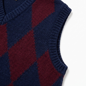เสื้อกั๊กเด็กนักเรียน คอวี แขนกุด ถักลายเพชร ชุดนักเรียนประถม - Product Image 4