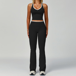Ensemble de vêtements de sport pour femmes 2025, 2 pièces, manches courtes, couleur unie, logo sur le devant, séchage rapide, antibactérien - Product Image 3