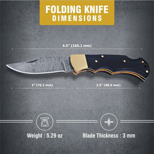 Couteau de poche en acier Damas de qualité supérieure avec action de pliage fluide et lame tranchante - Product Image 4