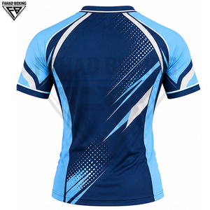 Conjunto de Rash Guard de Manga Corta con Rayas Diagonales Blancas y Pantalones Cortos de Entrenamiento a Juego, Personalizado en Azul Marino Claro, Sin Gi, 2026 - Product Image 4