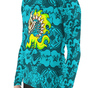 Customized Logo Screen Printed Men's Anti-UV Breathable Washed Long Sleeve Rash Guard for Surfing & Swimming - Product Image 3