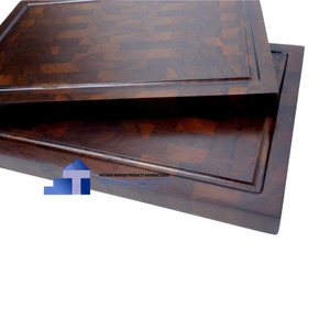 Rectangular Wooden <b>Storage</b> <b>Tray</b> Stackable Kitchen Tableware Holder Dark Brown Finish - Product Image 3