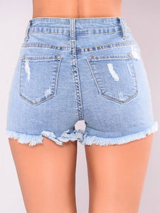 Women's Formal Denim Shorts <b>Light</b> Wash High Waist Skinny Denim Shorts With <b>Push</b> Up - Product Image 3