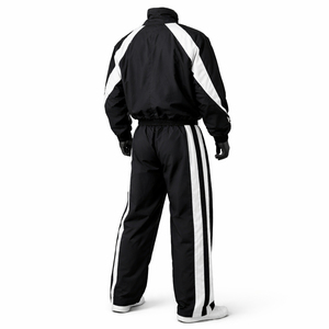Conjunto de chándal cortavientos OEM para hombre, negro y blanco, ligero, de nailon, con cremallera completa, logotipo personalizado, conjunto de chándal cortavientos para hombre - Product Image 6