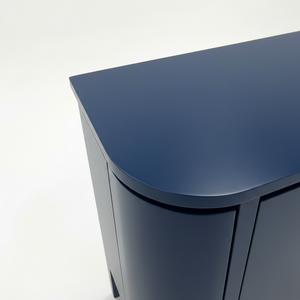 Meuble de rangement moderne en chêne, console latérale incurvée, design minimaliste, buffet compact, console arrondie, couleur marine, écologique - Product Image 6
