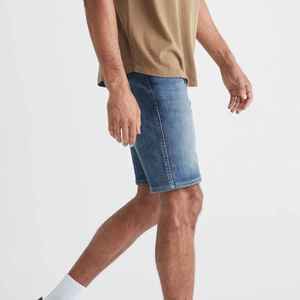 กางเกงยีนส์ขาสั้นผู้ชายคุณภาพสูงสำหรับฤดูร้อน ทรงหลวม สีพื้น เอวสูง ผลิตด้วยวิธีการถักทอ - Product Image 3