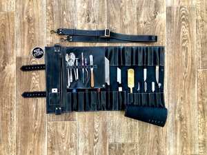 Organisateur de couteaux de chef en cuir véritable durable, de luxe, décontracté, multifonctionnel, portable LBKR-0060 - Product Image 5