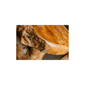 Mesa de Centro Única de Raíz de Teca Rústica con Grano de Madera Natural, Artesanía, Duradera, Hecha a Mano, con Tapa de Mármol, Mueble para Sala de Estar - Product Image 3