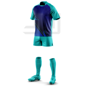 Uniforme d'équipe de rugby professionnel, écologique, coupe-vent, imprimé, col en V, maillot léger et short conçus pour les matchs de ligue - Product Image 4