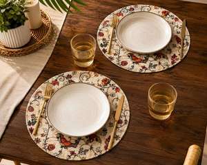 <b>Round</b> Printed Polyester <b>Placemat</b> with Colorful Bird Design for Dining Table and Home Decor - Product Image 2