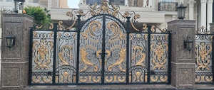 Portail de villa élégant en fer forgé avec un design orné, finition peinte, forme rectangulaire, portails de clôture pour entrée de propriété - Product Image 5