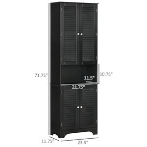 Black Tall Floor-standing <b>Storage</b> Cabinet with Doors and Shelf Linen Tower <b>Bath</b> Furniture for Bathroom - Product Image 3