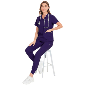 Nuevos Uniformes Médicos de Poliéster Tejido a la Moda para Mujer, Cuello en V, Elásticos, con Logotipo Personalizado, Ropa para Doctoras y Enfermeras - Product Image 6